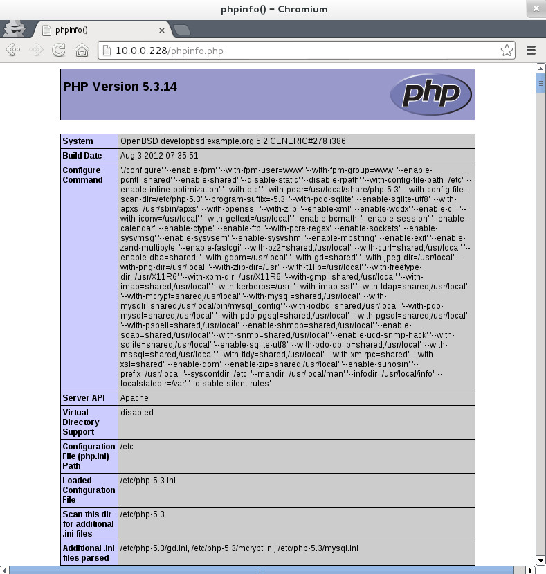 Phpinfo en OpenBSD